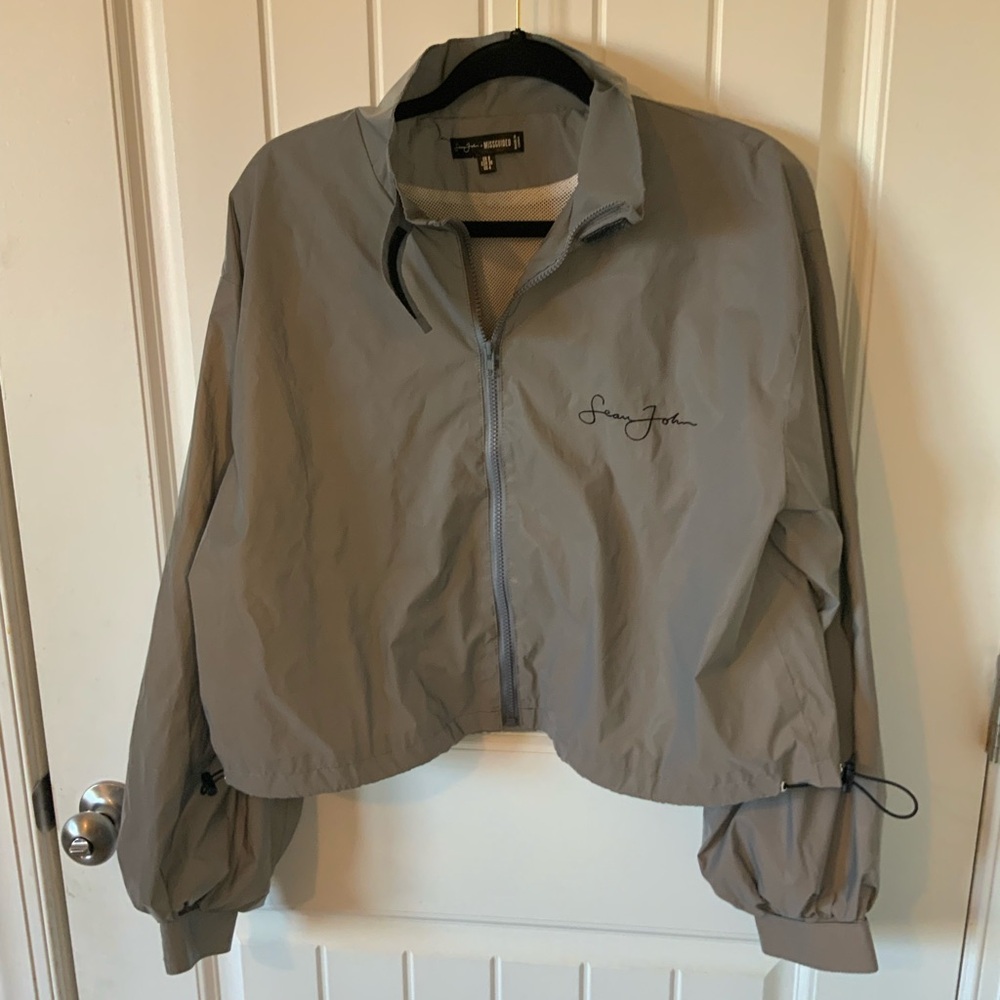 Sean John + Misguided Gray Cropped Utility Jacket